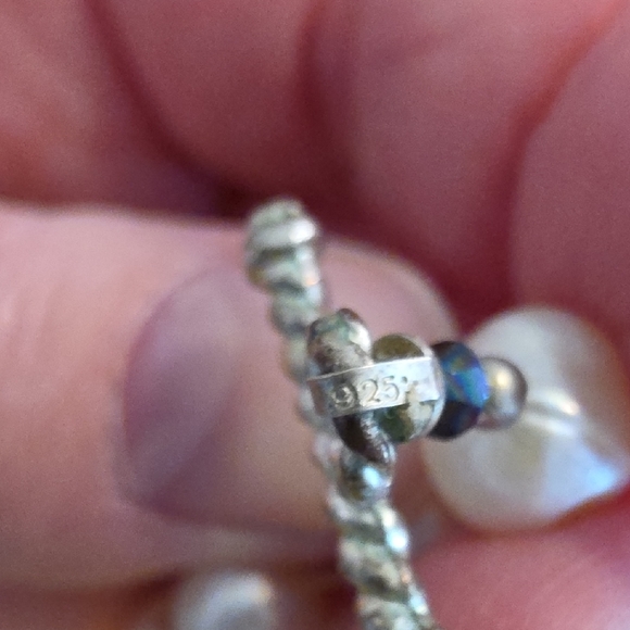 Vintage Knotted Fresh Water Pearl Necklace w/ 925 Silver Toggle "Cable" Clasp - Picture 5 of 16